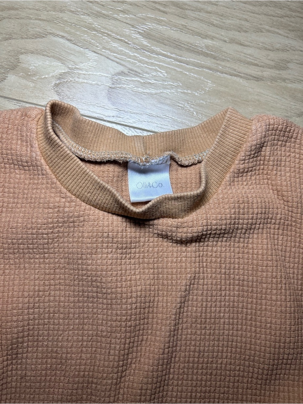 Kids Long Sleeve Ribbed Top in Peach - Picture 2 of 5